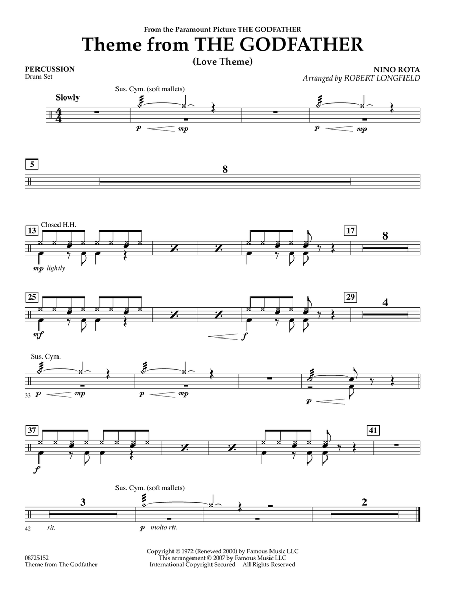 Theme From The Godfather - Percussion Concert Band scores gallery preview page 1