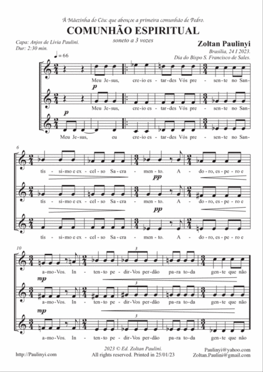 Comunhão Espiritual para 3 vozes iguais 3-Part scores gallery preview page 2