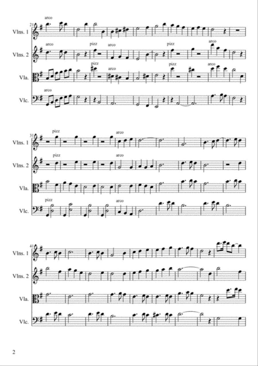 It Came Upon a Midnight Clear, Score and Parts String Quartet scores gallery preview page 2