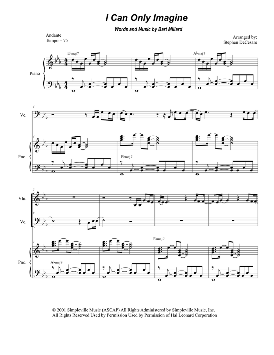 I Can Only Imagine Piano Trio scores gallery preview page 1