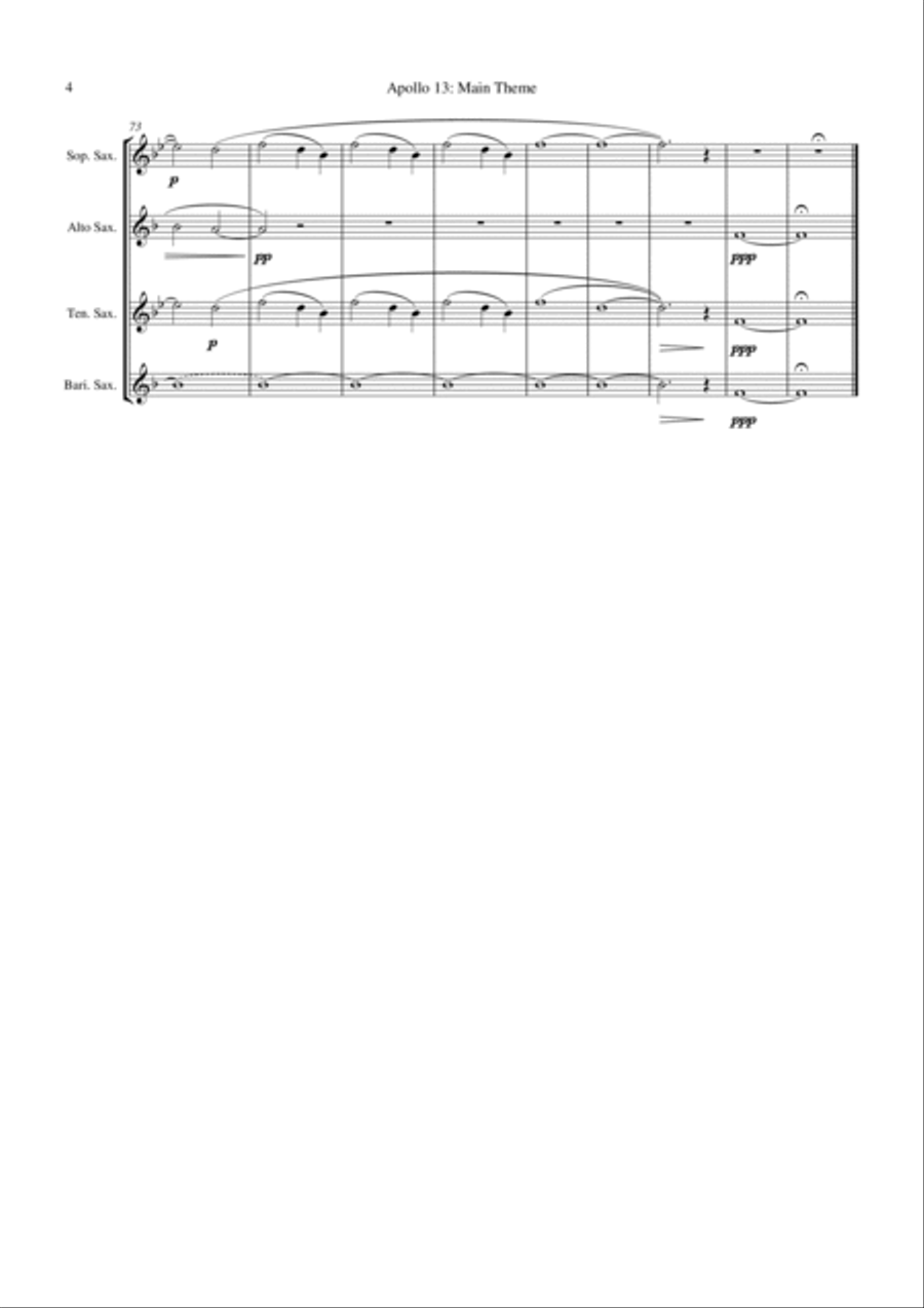 Main Title - Apollo 13 Saxophone Quartet scores gallery preview page 6