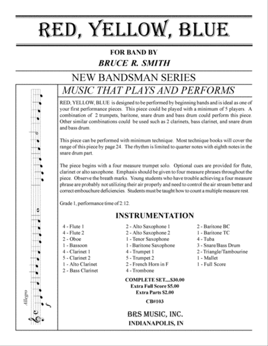 Red, Yellow, Blue Red, Yellow, Blue Concert Band scores gallery preview page 1
