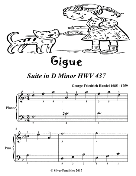 Gigue Suite in D Minor Hwv 437 Easiest Piano Sheet Music 2nd Edition
