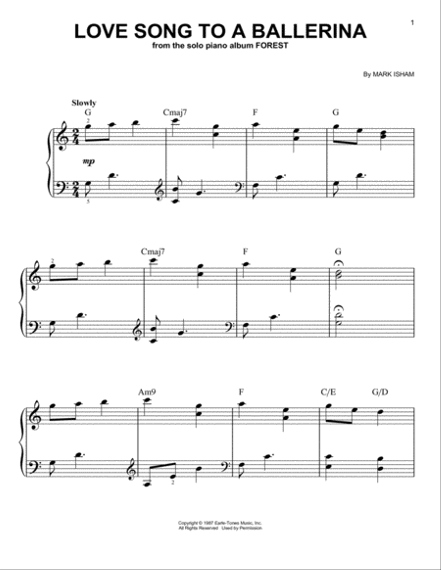 Love Song To A Ballerina Easy Piano scores gallery preview page 1