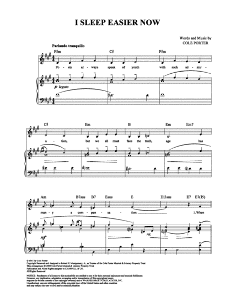 I Sleep Easier Now Piano, Vocal, Guitar scores gallery preview page 1