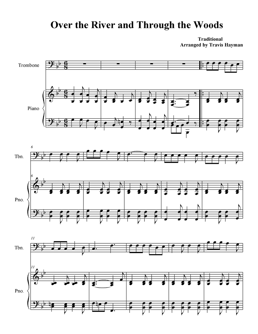 Over the River and Through the Woods - Trombone/ Baritone B.C. Baritone Horn BC scores gallery preview page 3