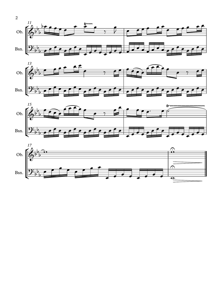 Winter - Four Seasons (Largo): Oboe & Bassoon Duet Woodwind Duet scores gallery preview page 2