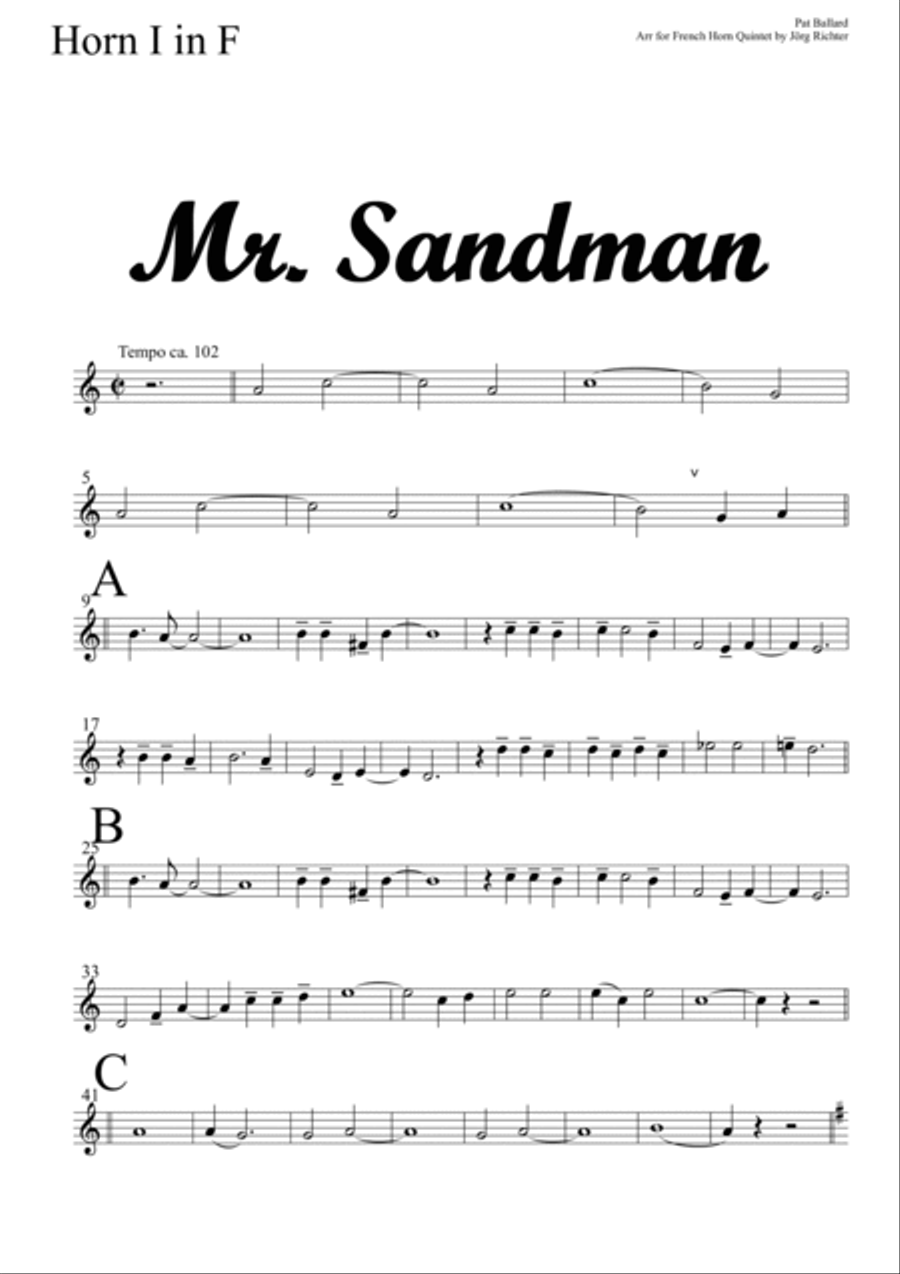 Mr. Sandman Brass Quartet scores gallery preview page 6