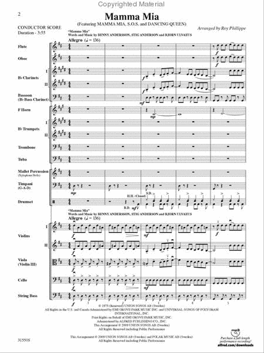 Selections from Mamma Mia Full Orchestra scores gallery preview page 2
