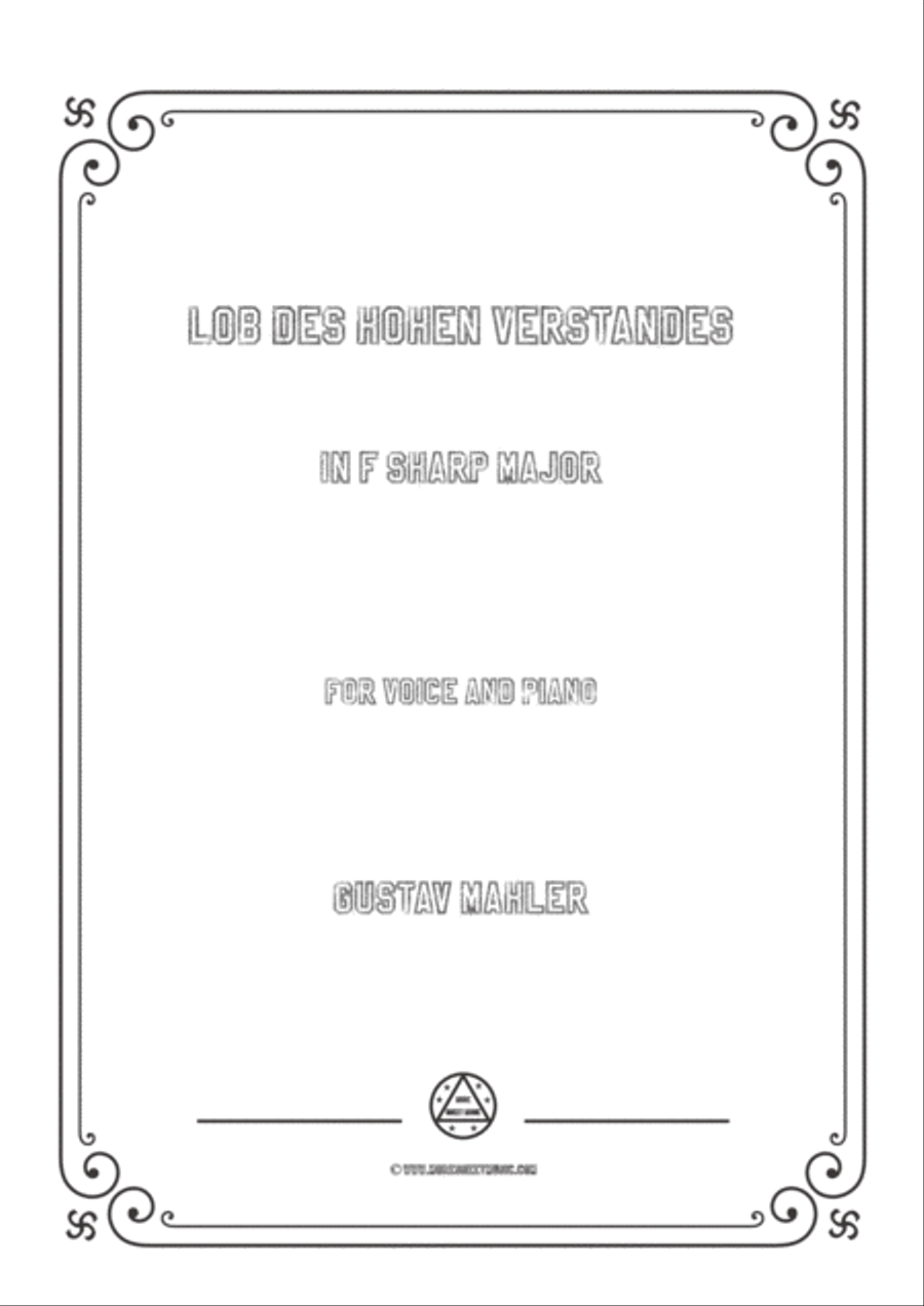Mahler-Lob des hohen Verstandes in F sharp Major,for Voice and Piano Voice Solo scores gallery preview page 1
