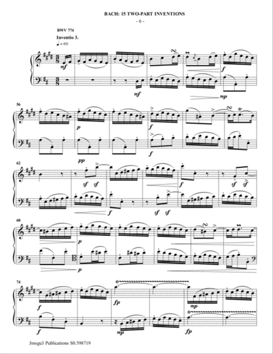 Bach: 15 Two-Part Inventions for Clarinet & Cello Clarinet scores gallery preview page 6