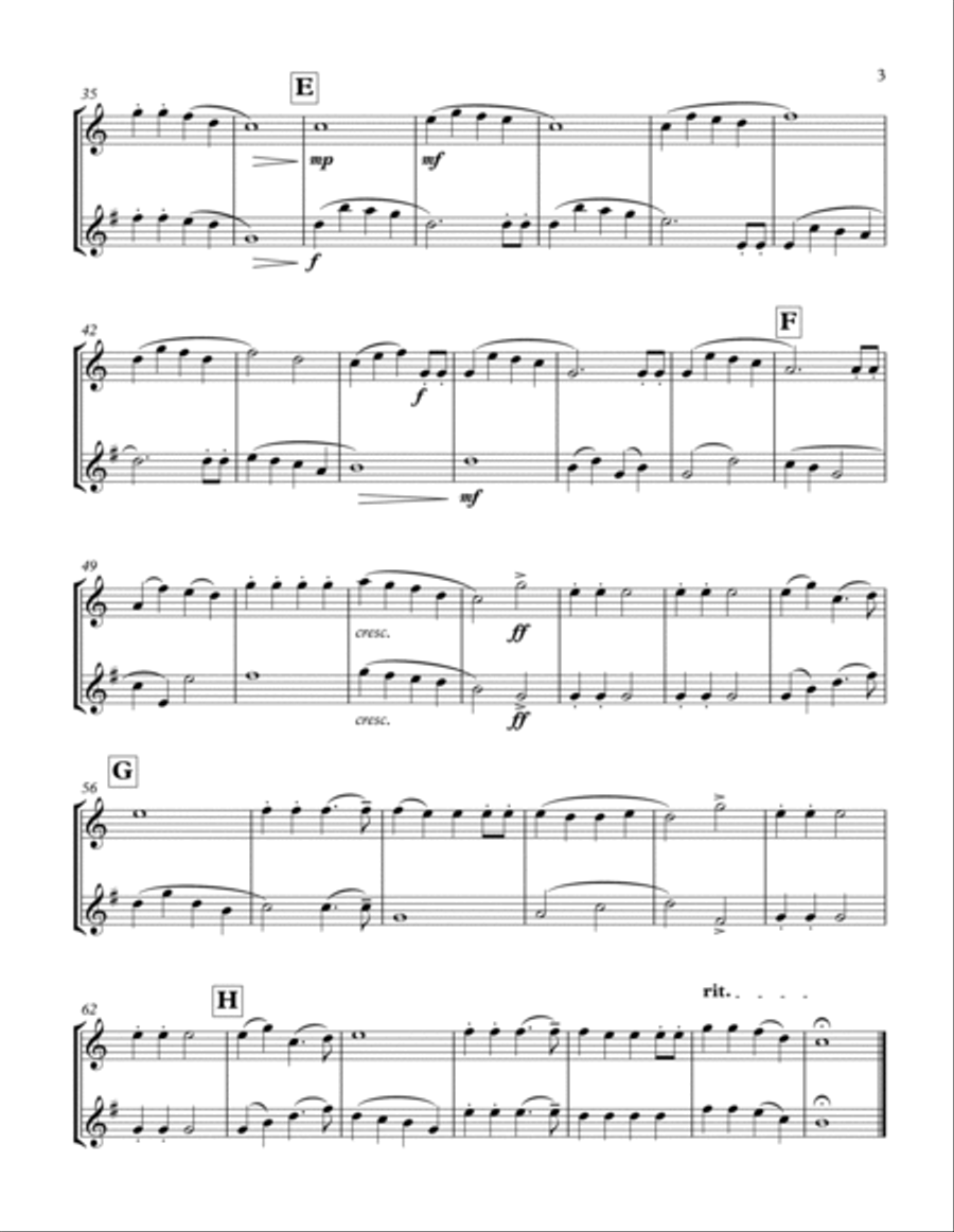 Jingle Bells Tenor and Baritone Saxophone Duet Woodwind Duet scores gallery preview page 3