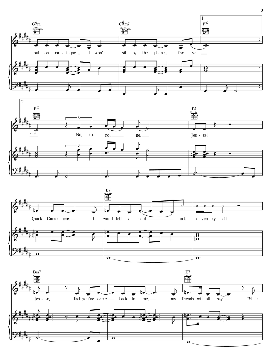 Jesse Jesse Piano, Vocal, Guitar scores gallery preview page 3