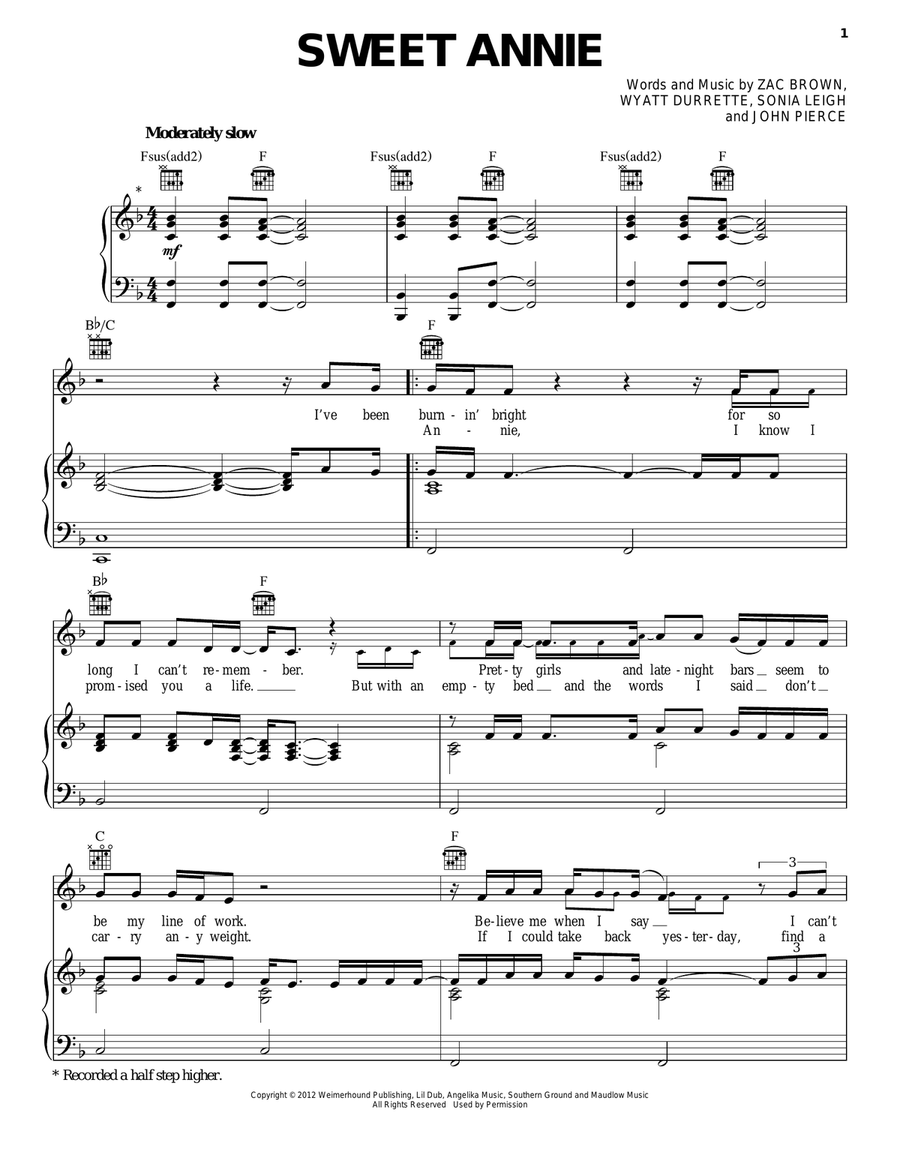 Sweet Annie Acoustic Guitar scores gallery preview page 1