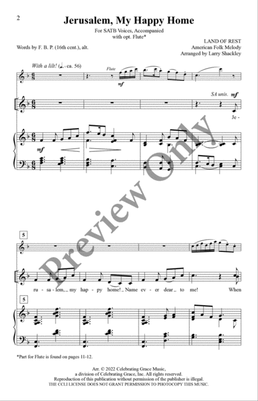 Jerusalem, My Happy Home 4-Part scores gallery preview page 2