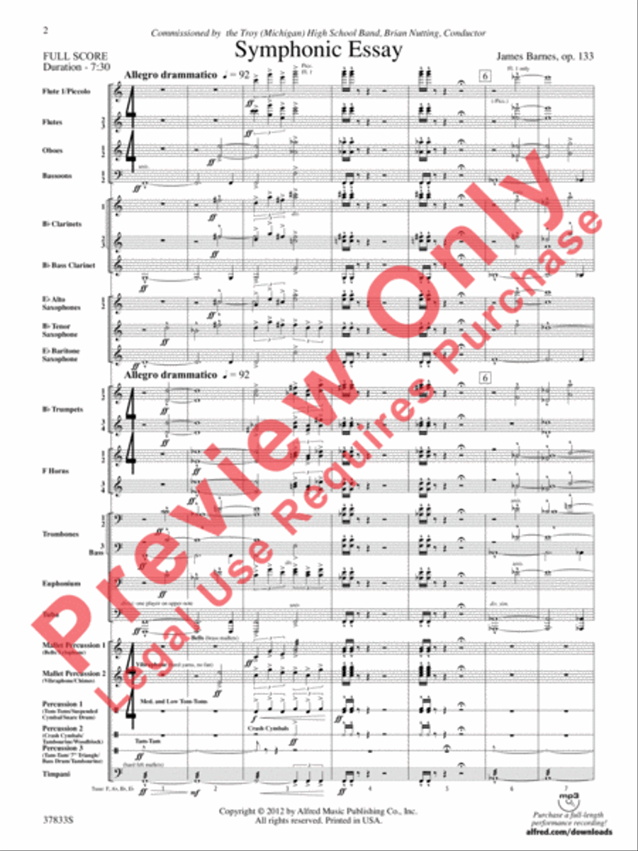 Symphonic Essay Concert Band scores gallery preview page 3