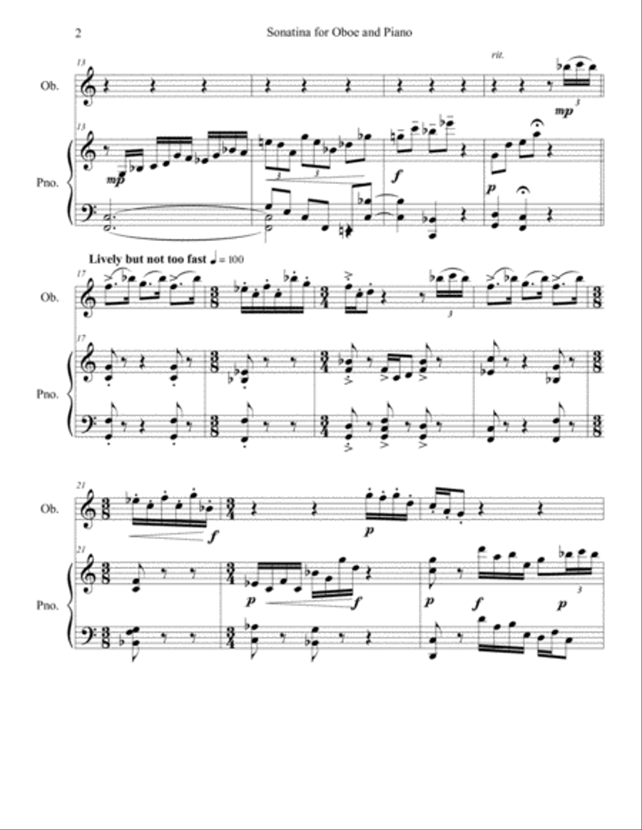 Sonatina for Oboe & Piano