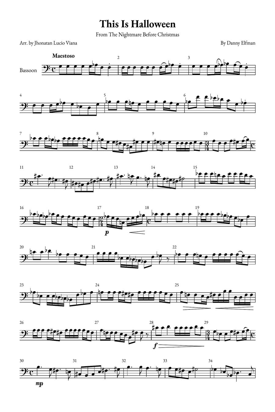 This Is Halloween Bassoon Solo scores gallery preview page 1