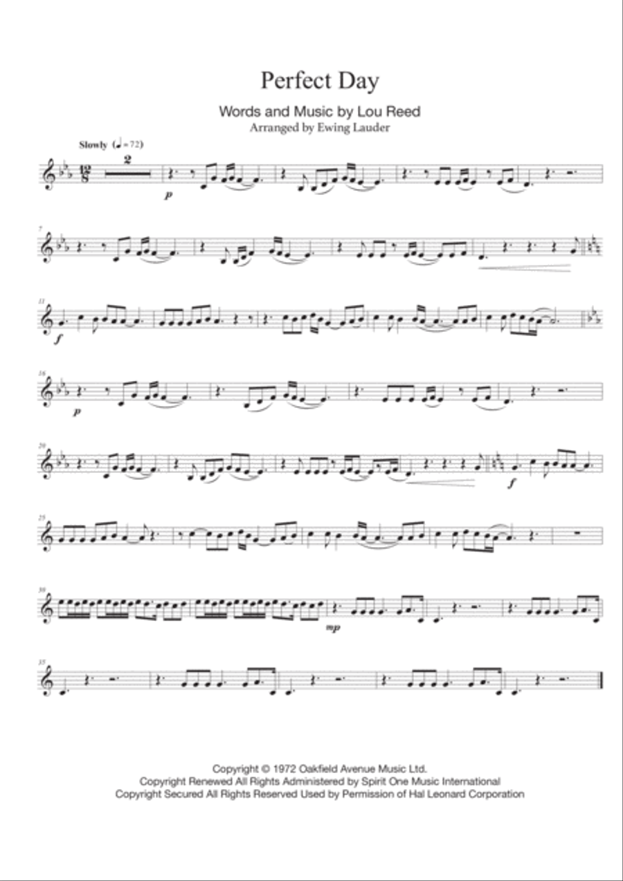 Perfect Day Clarinet Solo scores gallery preview page 1