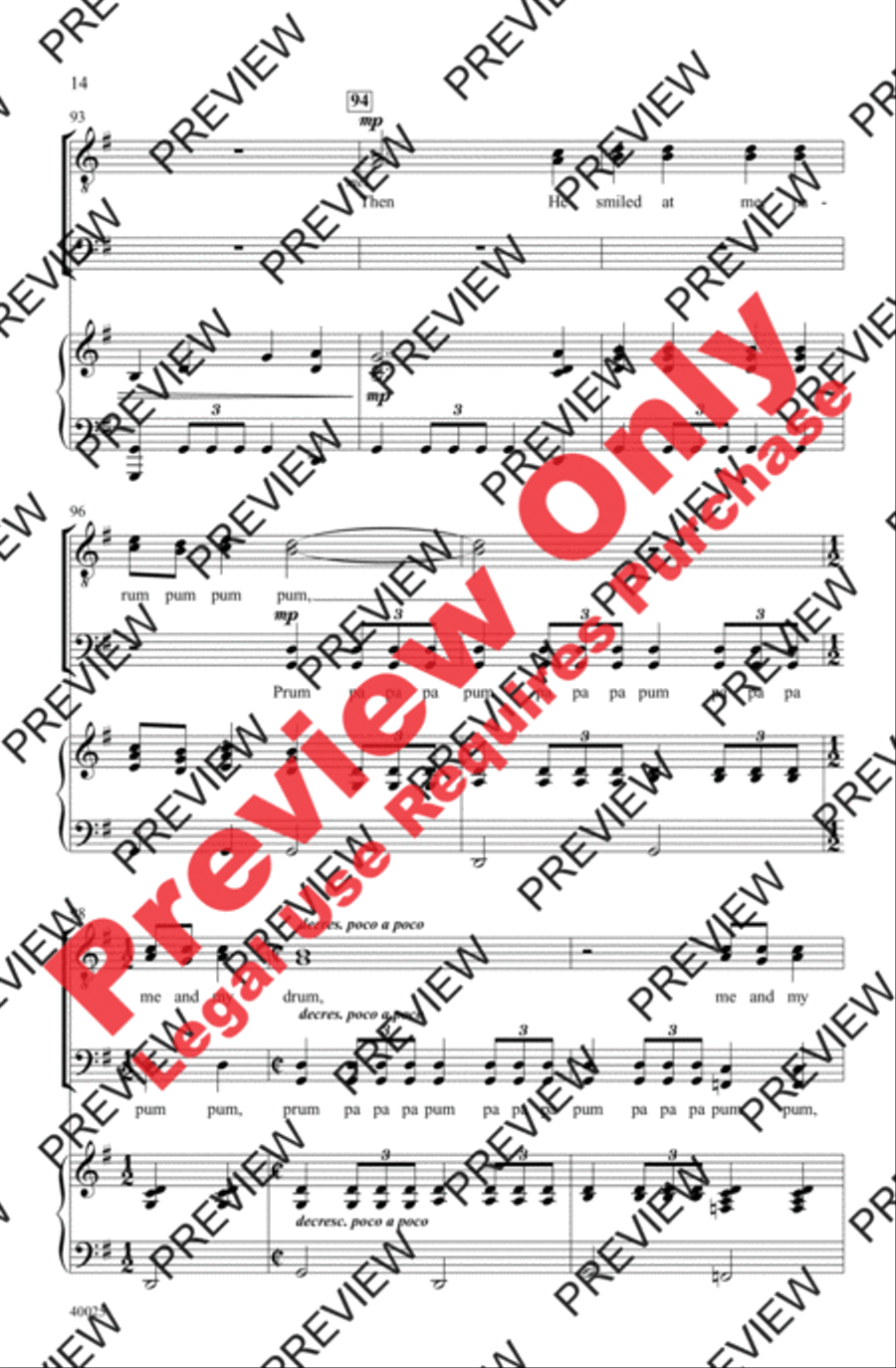 The Little Drummer Boy Men's Choir scores gallery preview page 14