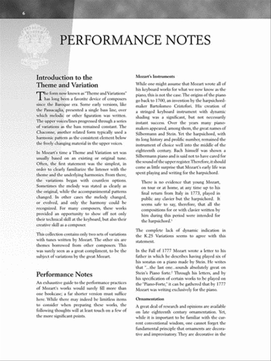 Mozart – Selected Variations Piano Solo scores gallery preview page 6