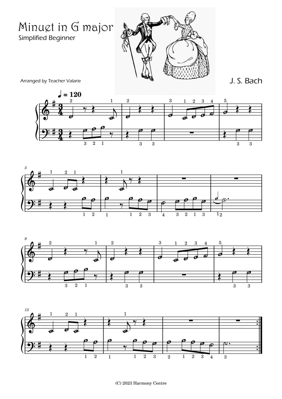 Minuet in G Simplified for Beginners
