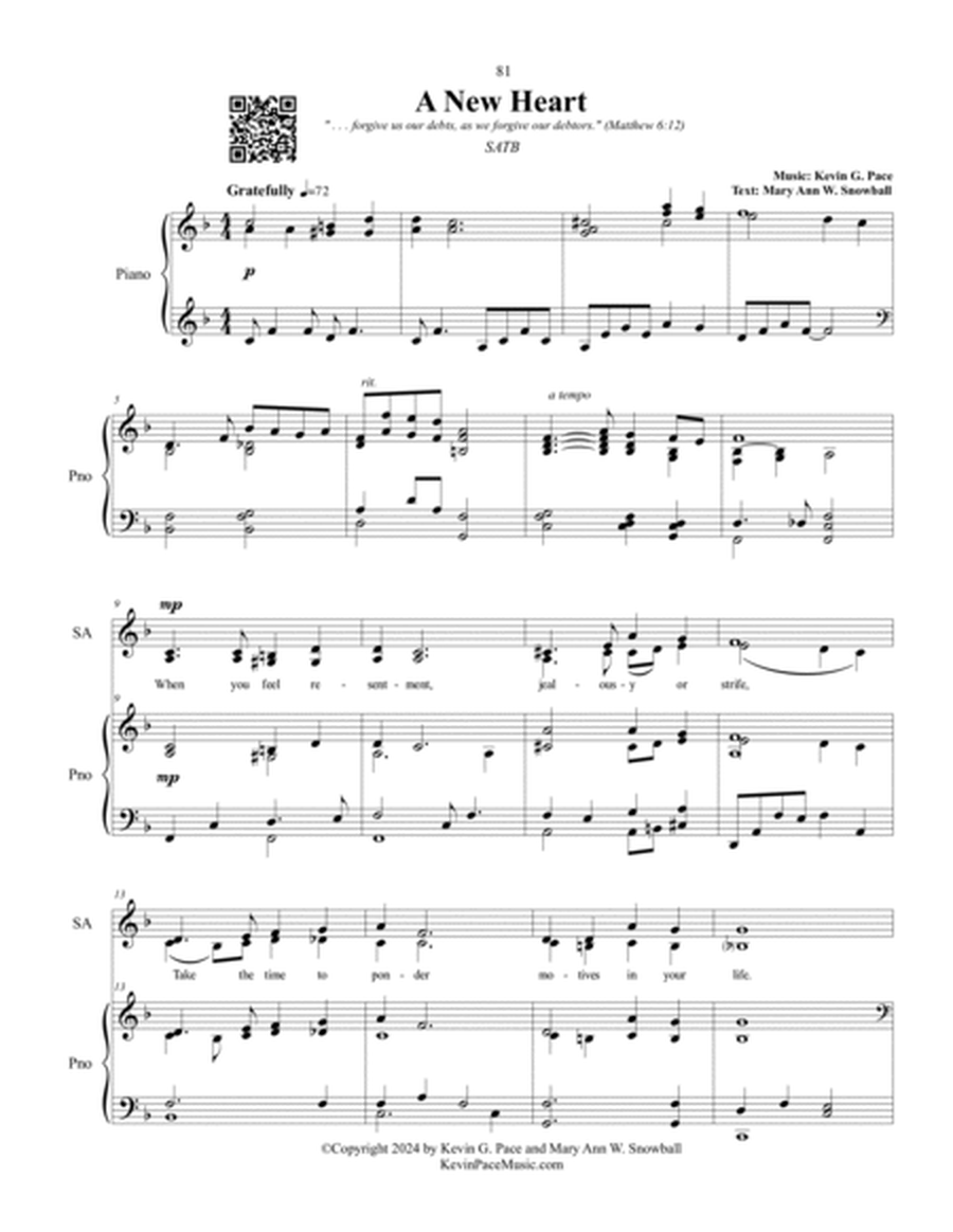A New Heart, sacred music for SATB choir image number null