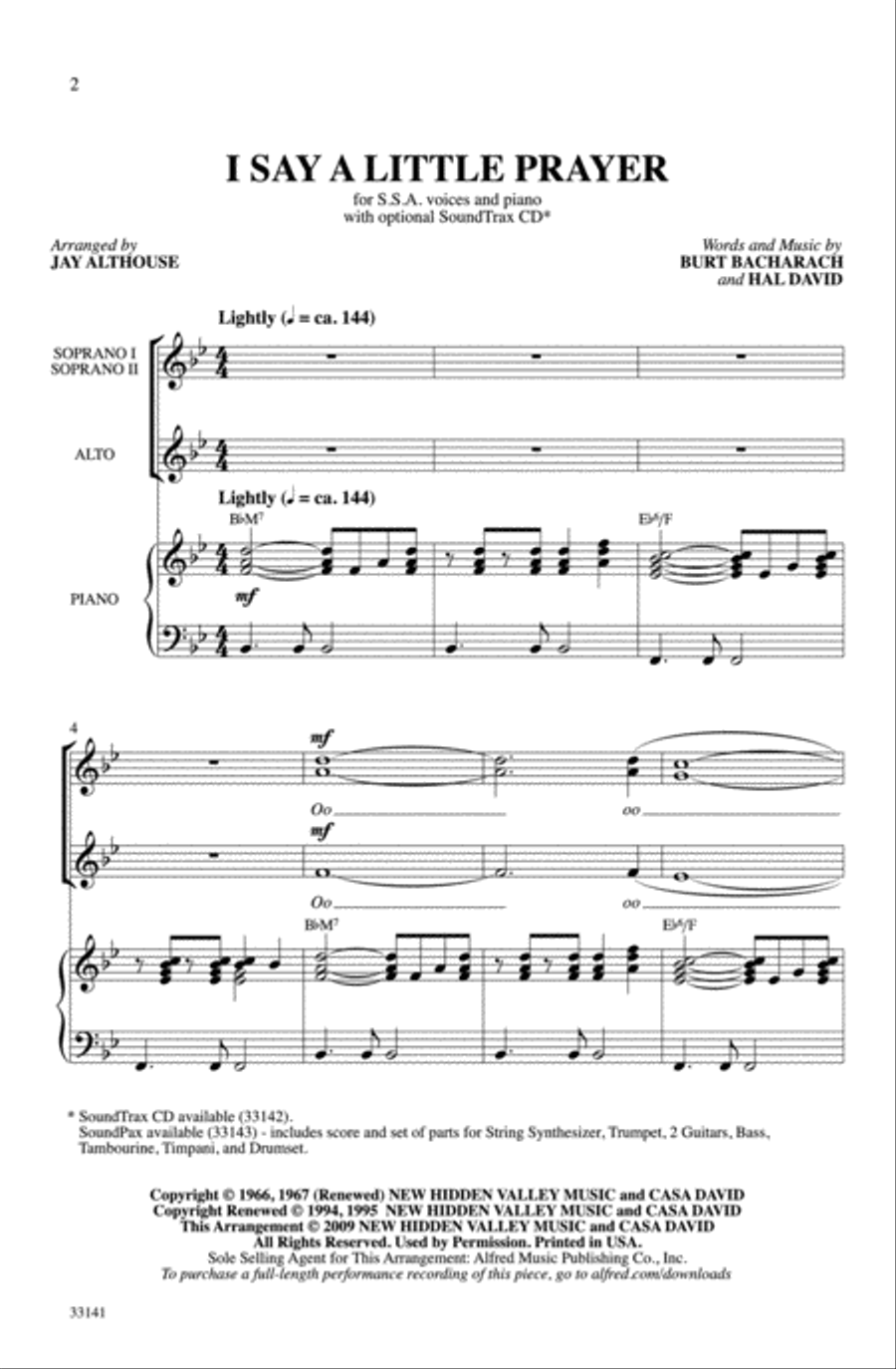 I Say a Little Prayer Women's Choir scores gallery preview page 2
