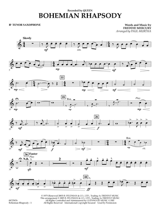 Book cover for Bohemian Rhapsody (arr. Paul Murtha) - Bb Tenor Saxophone