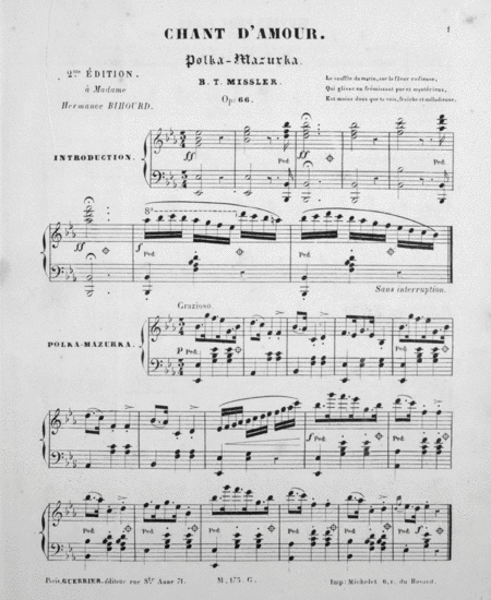 Chant D'Amour Pour Piano. Polka-Mazurka
