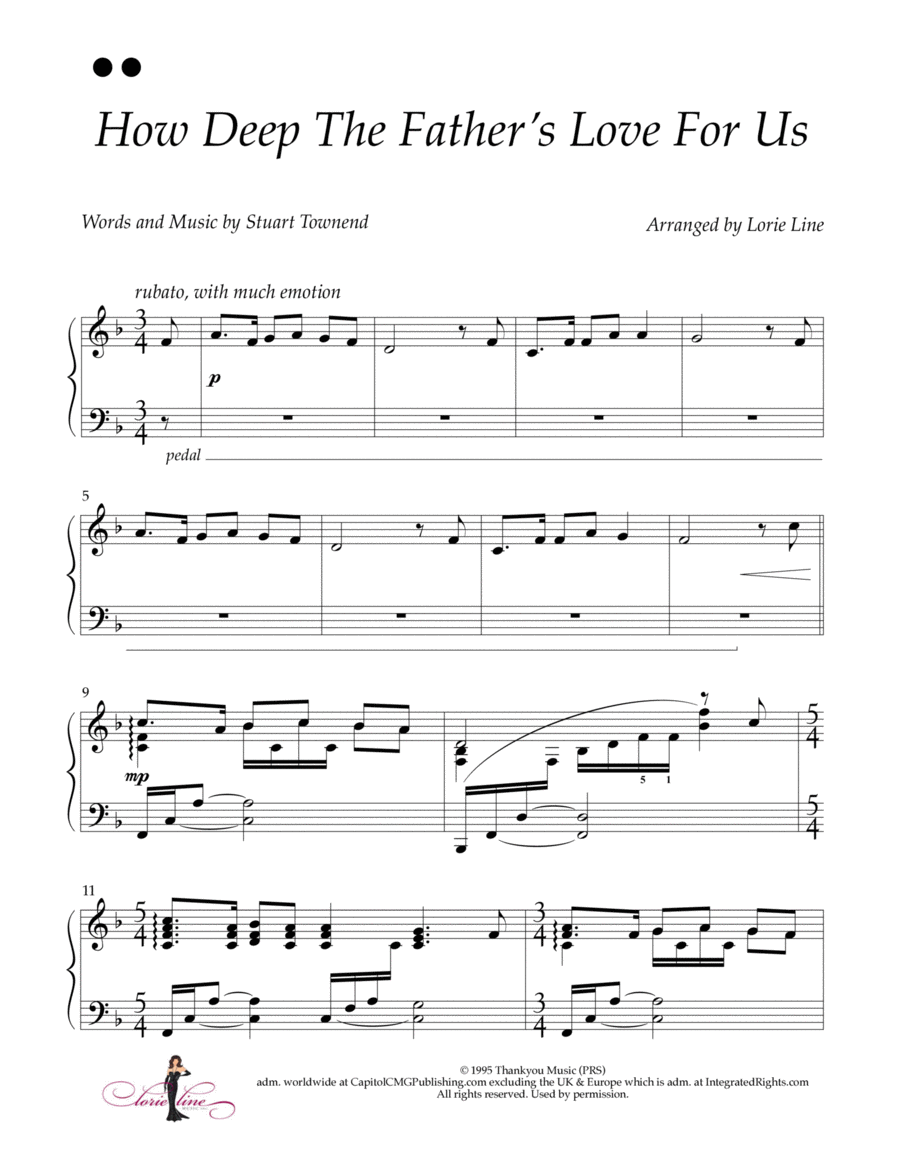 How Deep The Father's Love For Us Piano Solo scores gallery preview page 1