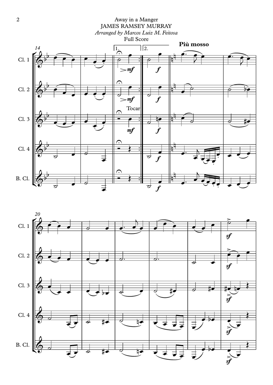 Away in a Manger - Clarinet Quintet Clarinet Quintet scores gallery preview page 4