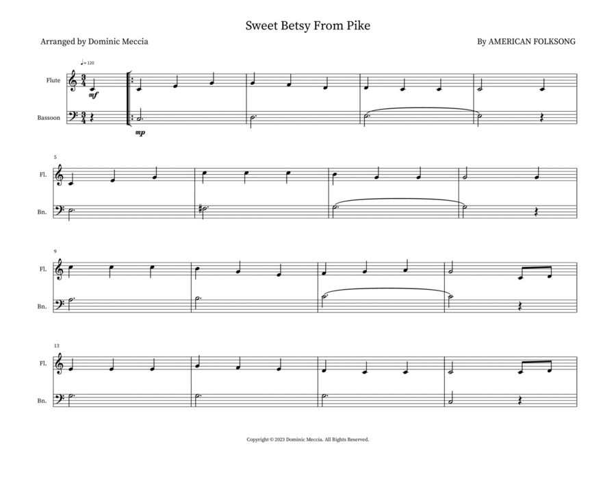 Sweet Betsy From Pike Woodwind Duet scores gallery preview page 1