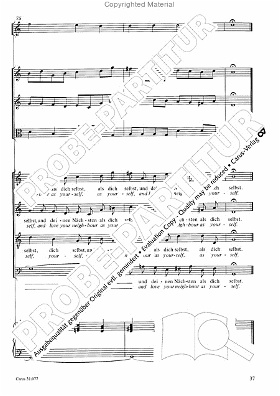 The Lord your God you shall now be loving (Du sollt Gott, deinen Herren, lieben) 4-Part scores gallery preview page 38