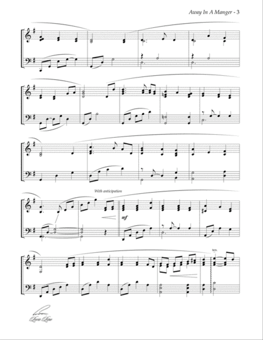 Away In A Manger Piano Solo scores gallery preview page 3