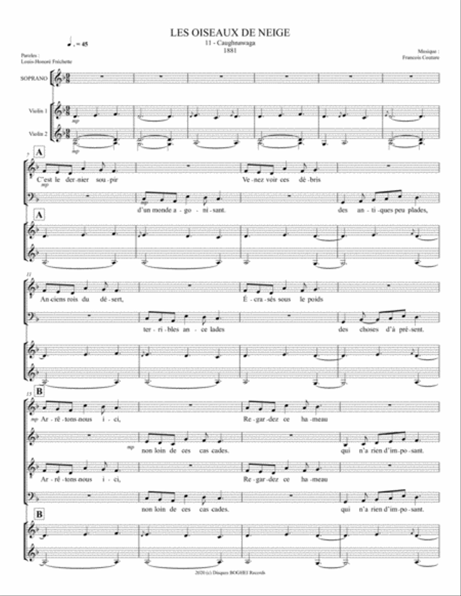 LES OISEAUX DE NEIGE - Caughnawaga Small Ensemble - Digital Sheet Music