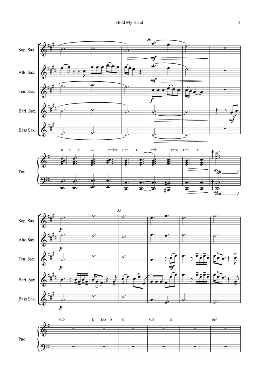 Hold My Hand Small Ensemble scores gallery preview page 3