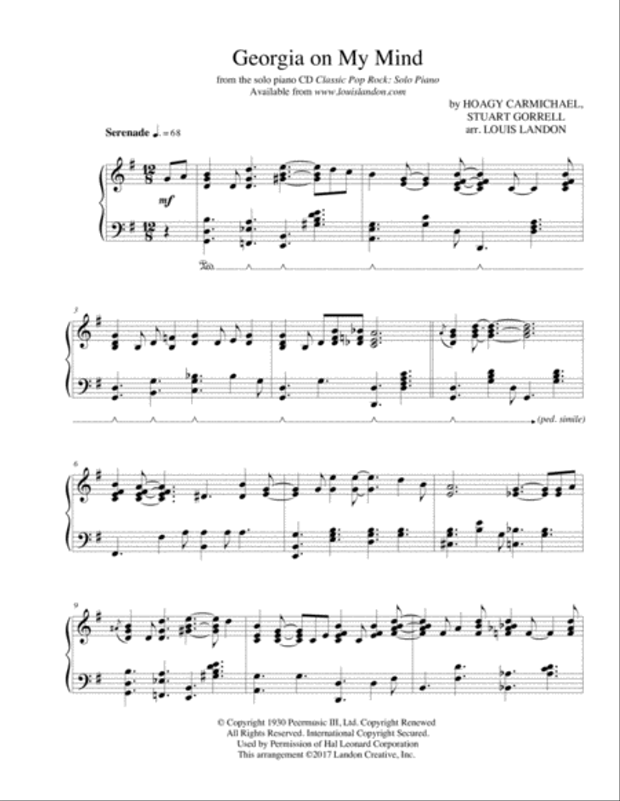 Georgia On My Mind Piano Solo scores gallery preview page 2