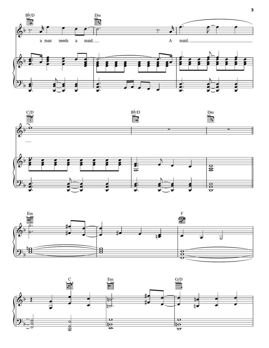 A Man Needs A Maid Piano, Vocal, Guitar scores gallery preview page 3