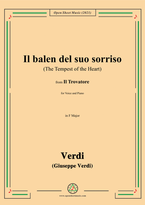 Verdi-Il balen del suo sorriso(The Tempest of the Heart),in F Major,from 'Il Trovatore',for Voice an
