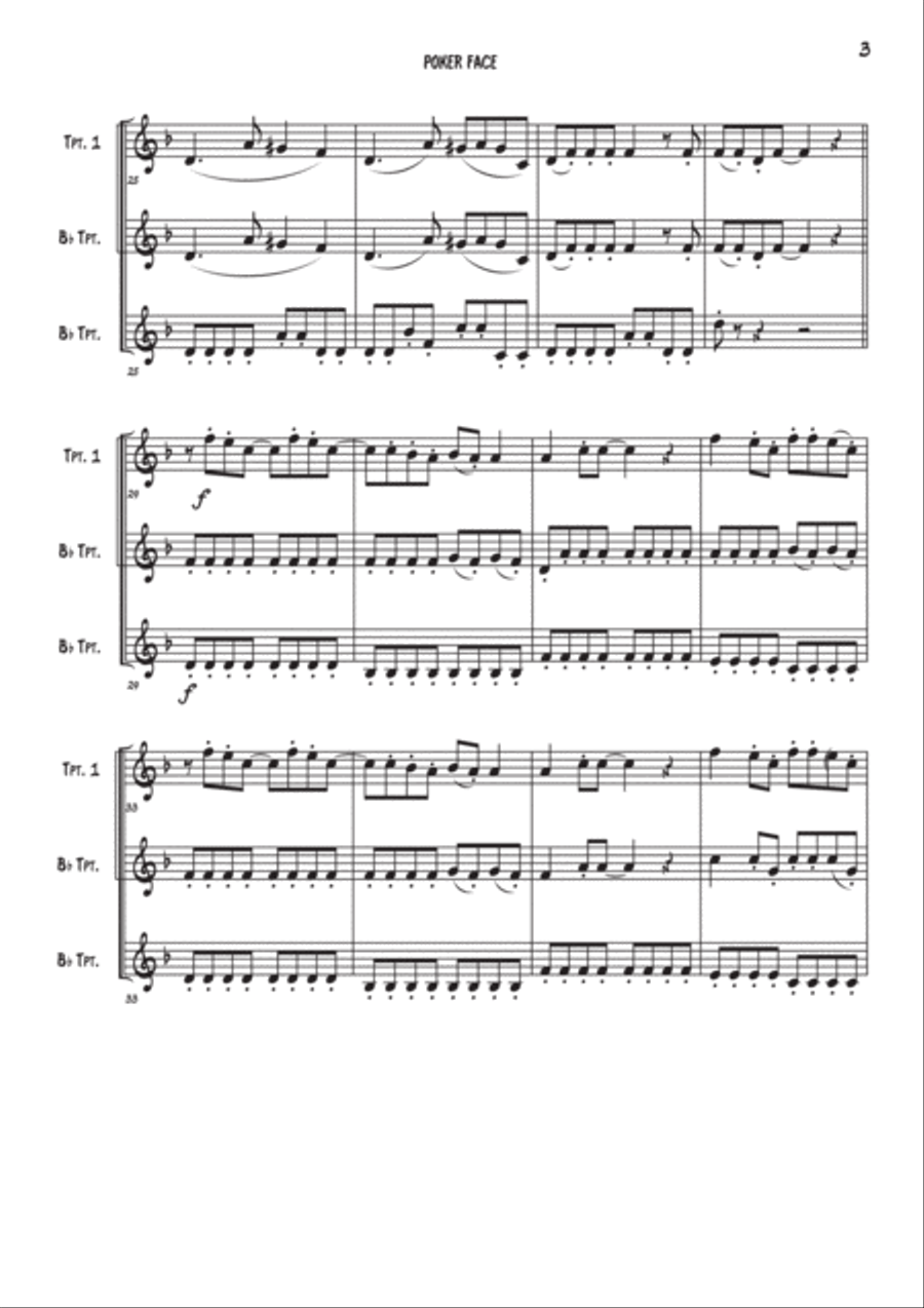 Poker Face Poker Face Brass Ensemble scores gallery preview page 3