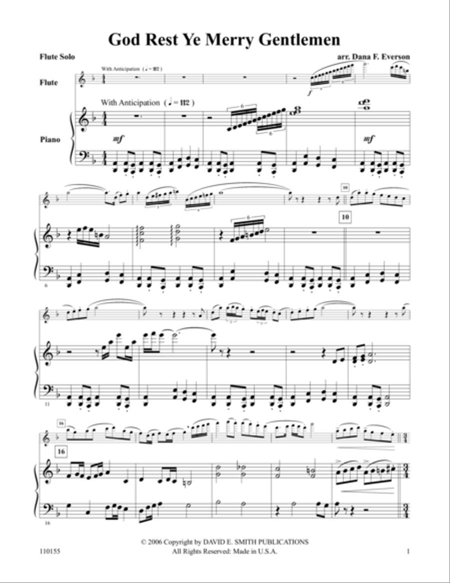 God Rest Ye Merry Gentlemen Flute Solo scores gallery preview page 1