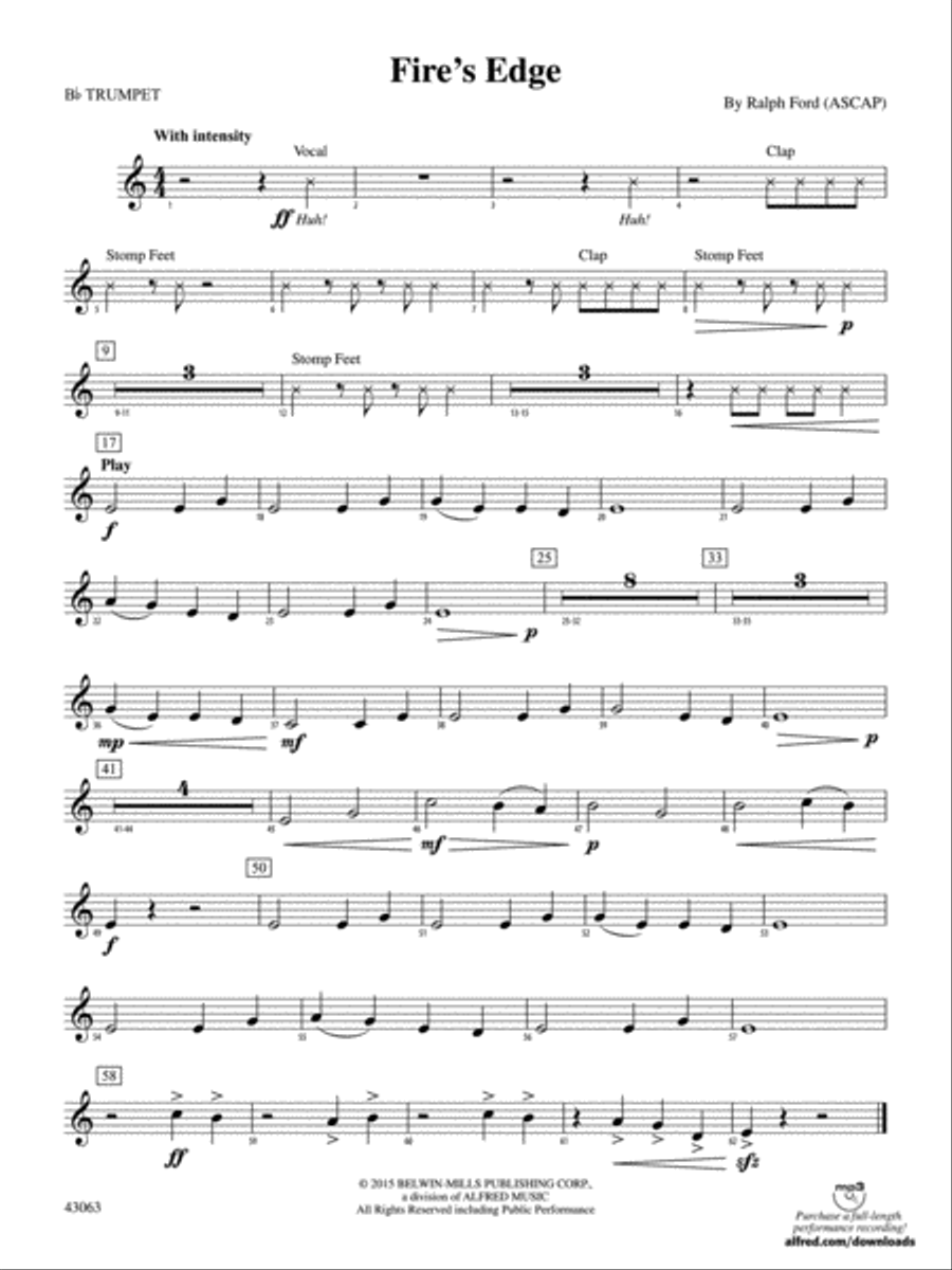 Fire's Edge: 1st B-flat Trumpet Concert Band scores gallery preview page 1
