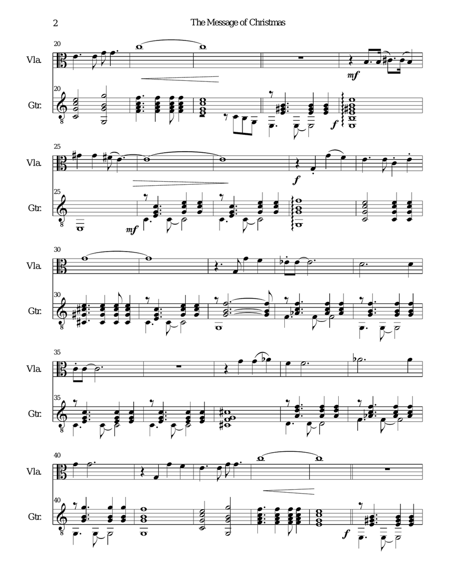 The Message of Christmas for viola and guitar String Duet scores gallery preview page 2
