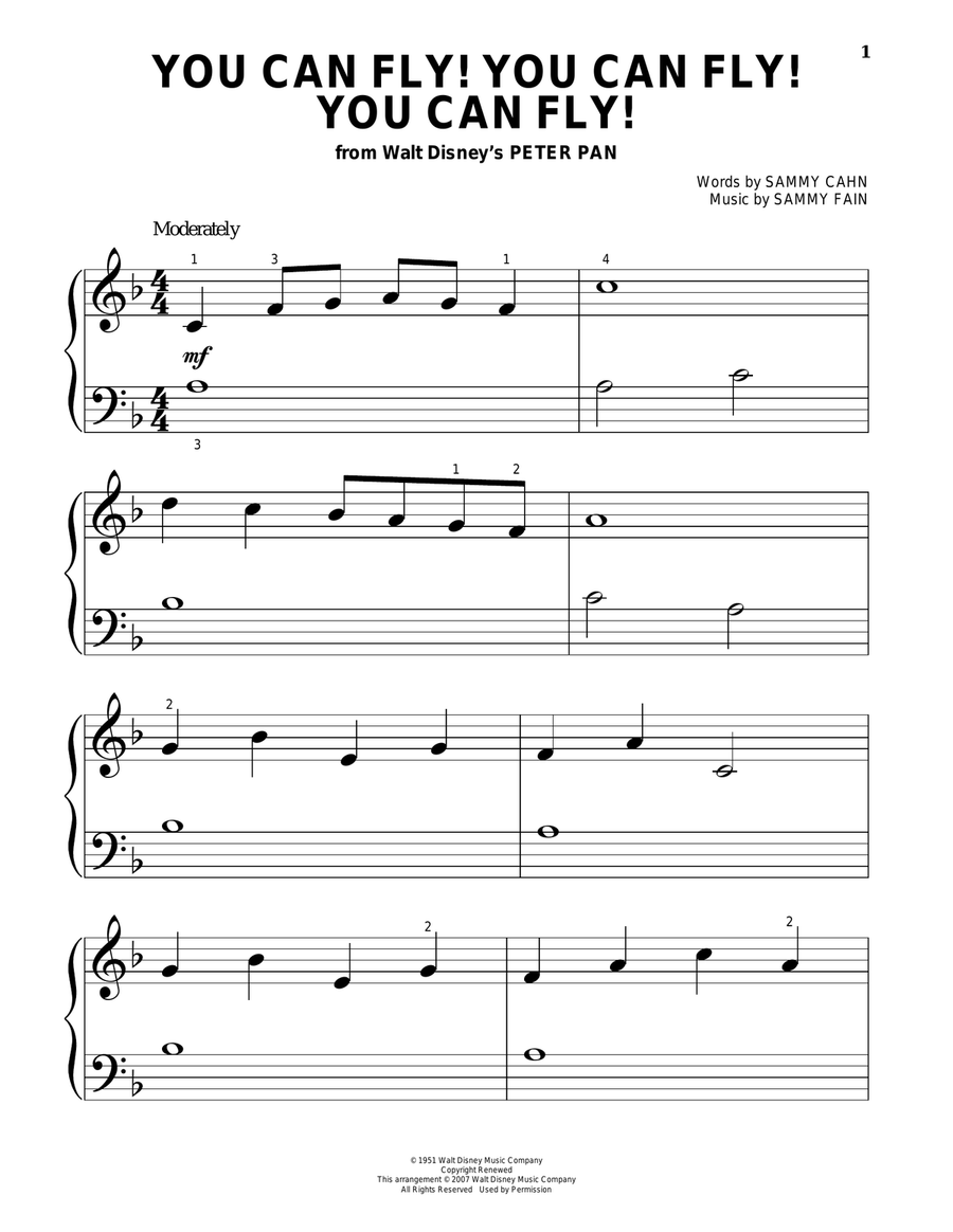 You Can Fly! You Can Fly! You Can Fly! (from Peter Pan) Piano scores gallery preview page 1