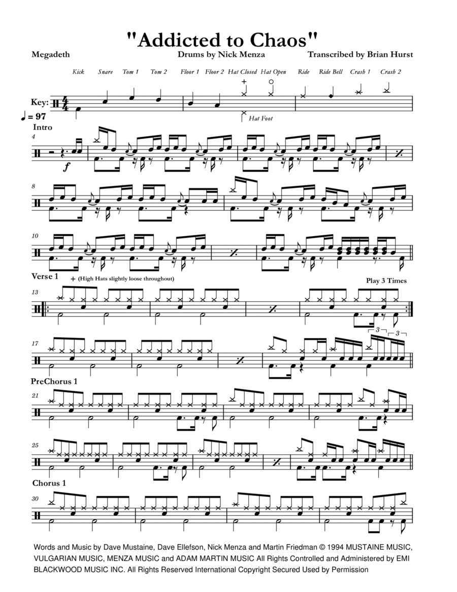 Addicted To Chaos Addicted To Chaos Drum Set scores gallery preview page 1