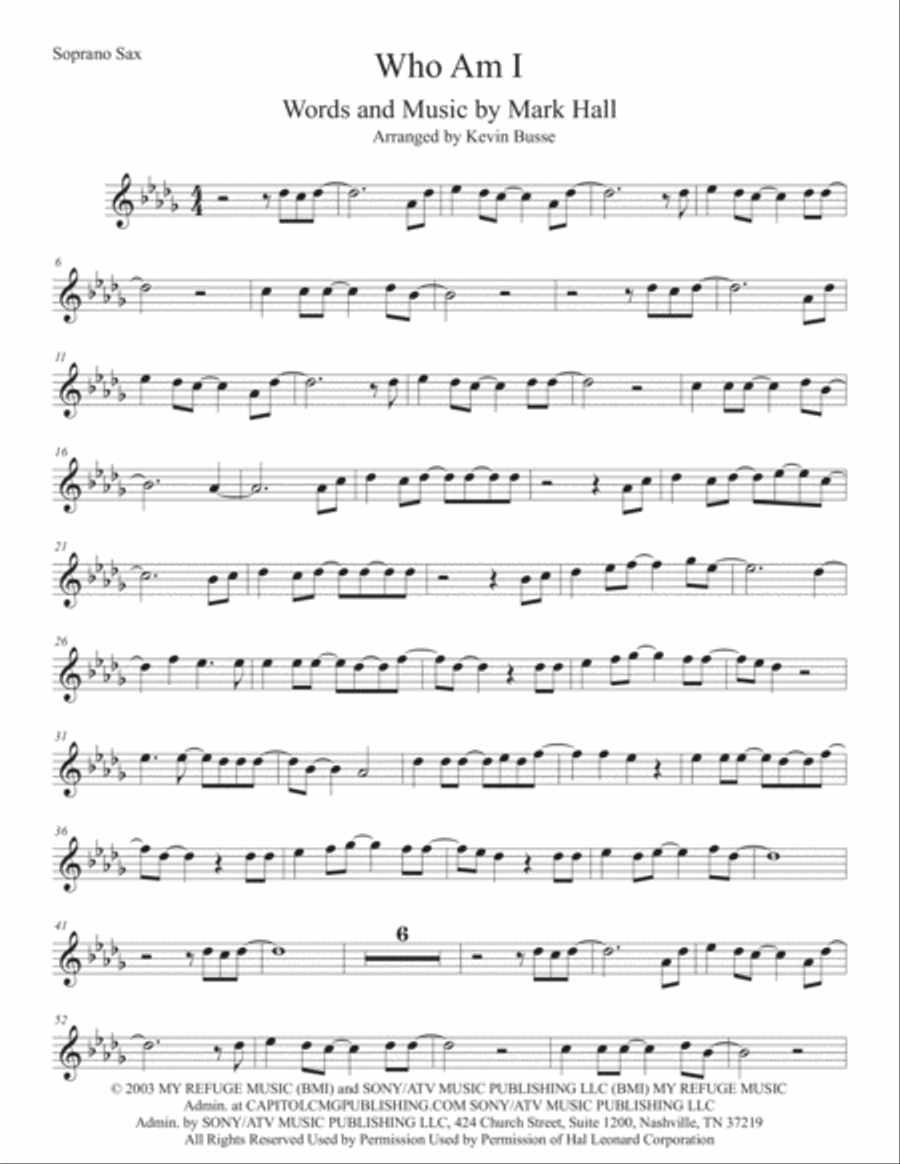 Who Am I Soprano Saxophone scores gallery preview page 1
