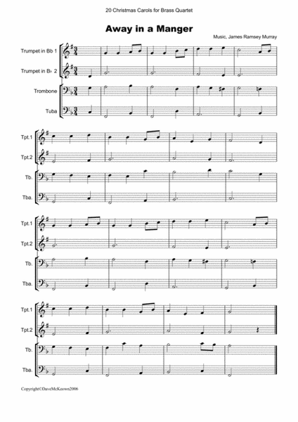 20 Favourite Christmas Carols for Brass Quartet by Various Brass Quartet - Digital Sheet Music