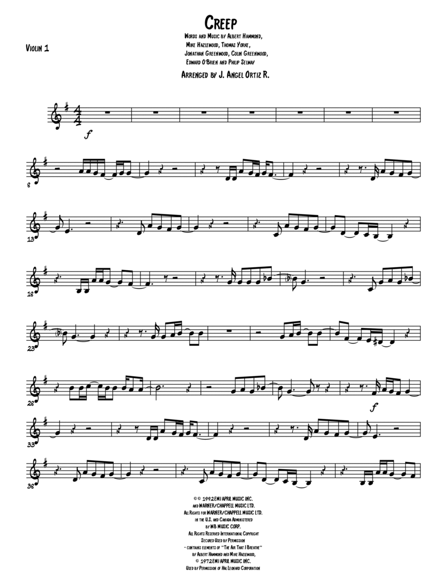 Creep Violin Solo scores gallery preview page 1