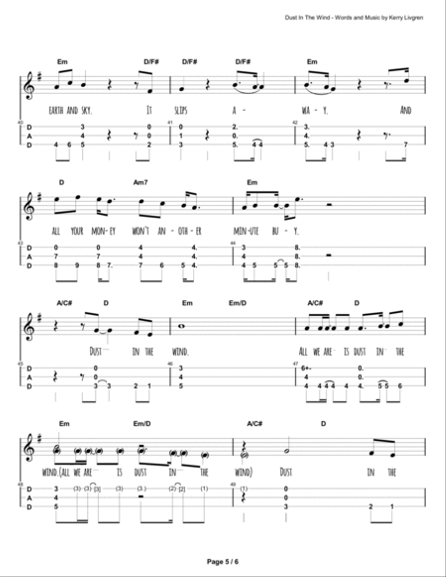 Dust In The Wind Dulcimer scores gallery preview page 6
